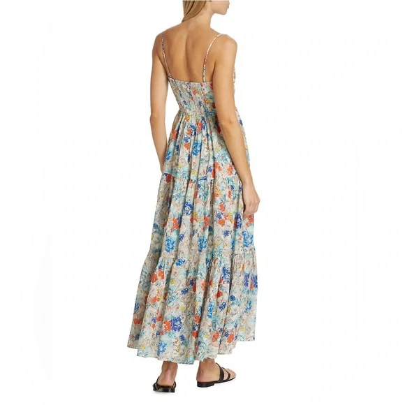 Zimmermann - Clover Tie Front Midi Dress Topaz Peony Floral US 8 / AU 2 / Medium - Picture 13 of 16